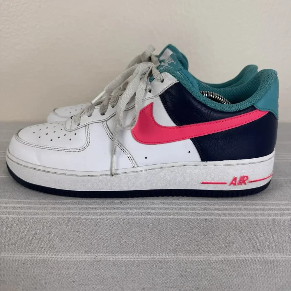 Nike Air Force 1 Low ‘07 90s Leather Athletic Sneakers Neon Pack White Multi 9.5